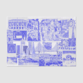 SF Bay Area Icons Blue Ink Toile Tissue Paper