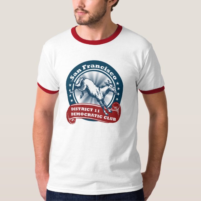 SF D11 Democratic Club Men's Ringer T-Shirt (Front)