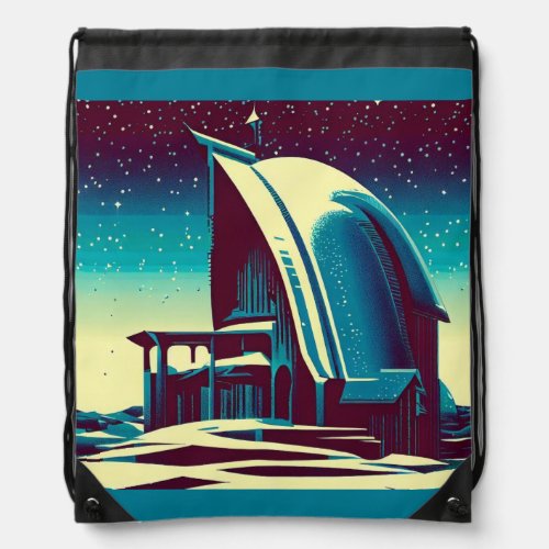 SF Futuristic Church 1 Drawstring Bag