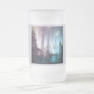 SF Futuristic City 2 Frosted Glass Beer Mug
