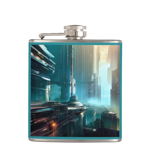SF Futuristic City 3 Flask (Front)