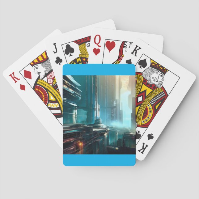 SF Futuristic City (3) Poker Cards (Back)
