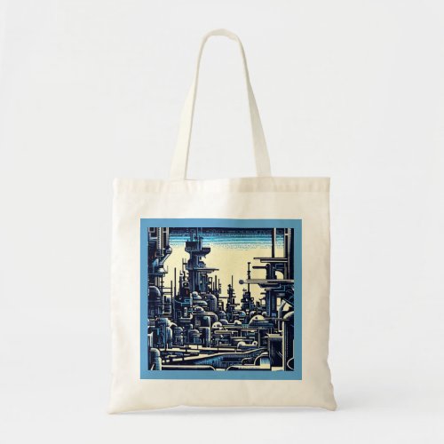 SF Futuristic City Woodcut 4 Tote Bag