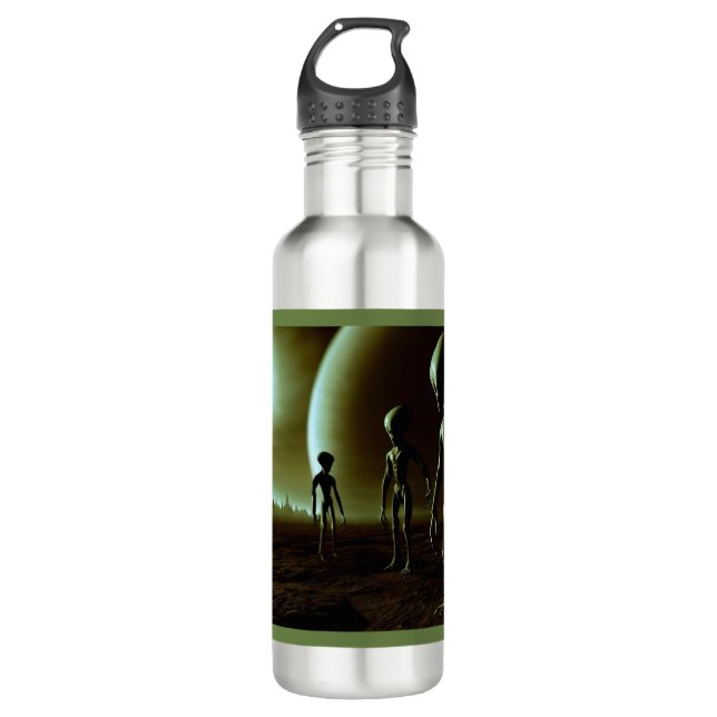SF Gray Aliens 1 Stainless Steel Water Bottle (Front)