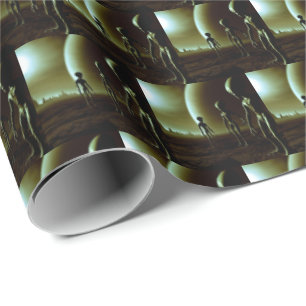 SF Gray Aliens 1 Wrapping Paper