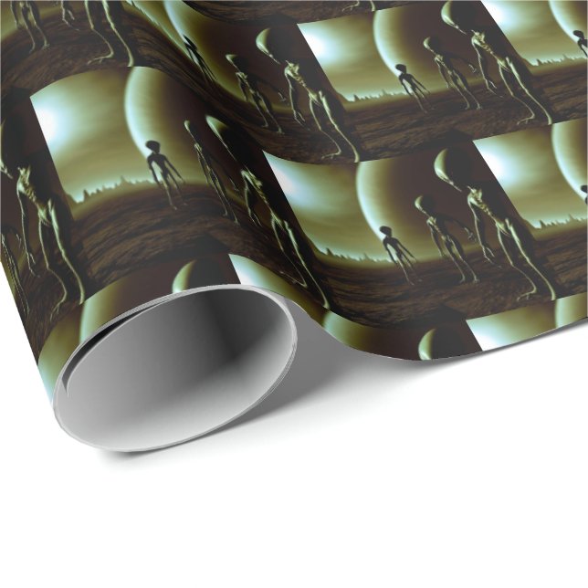 SF Gray Aliens 1 Wrapping Paper (Roll Corner)