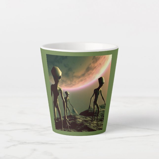 SF Gray Aliens 2 Latte Mug (Front)