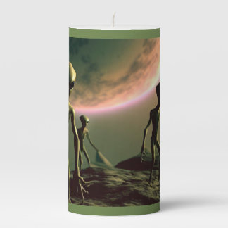 SF Gray Aliens 2 Pillar Candle