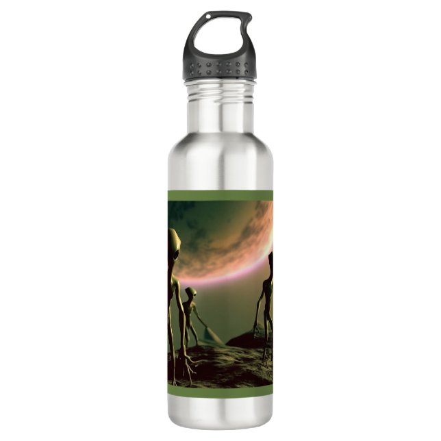 SF Gray Aliens 2 Stainless Steel Water Bottle (Front)