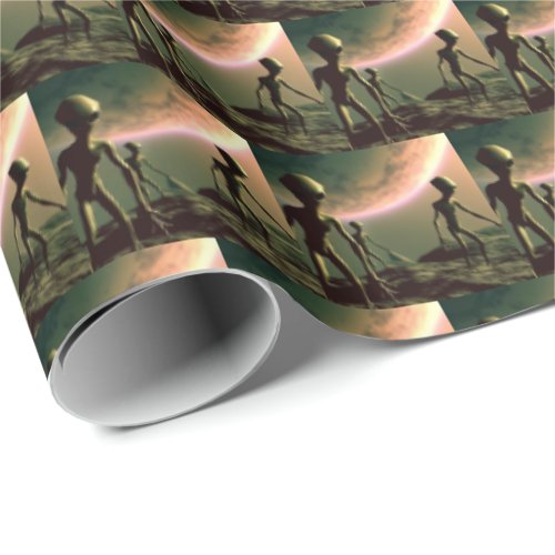 SF Gray Aliens 2 Wrapping Paper
