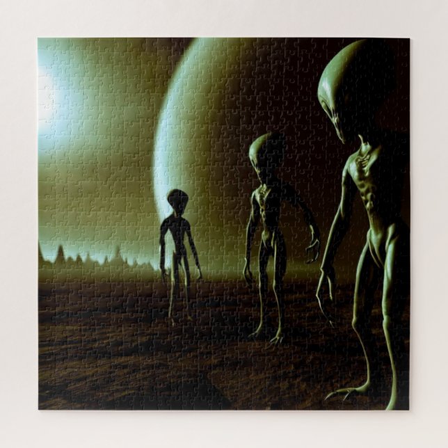 SF Gray Aliens on Alien Planet (1) Jigsaw Puzzle (Vertical)