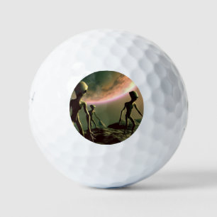 SF Gray Aliens on Alien Planet (2) Golf Balls