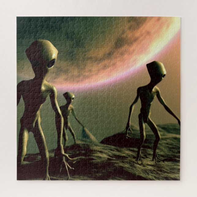 SF Gray Aliens on Alien Planet (2) Jigsaw Puzzle (Vertical)