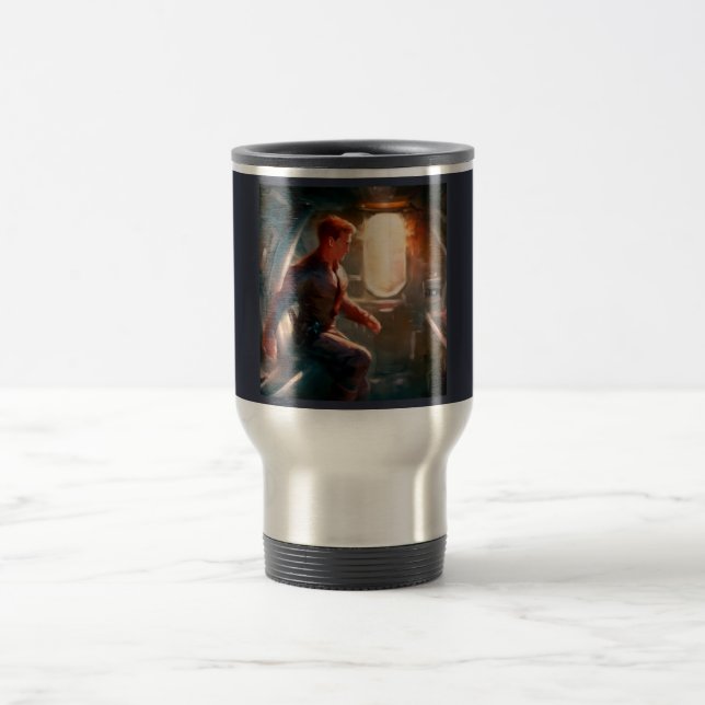 SF Hero Aboard Spaceship 1 Travel Mug (Center)