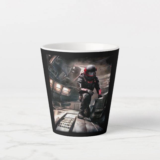 SF Hero Aboard Spaceship 3 Latte Mug (Front)