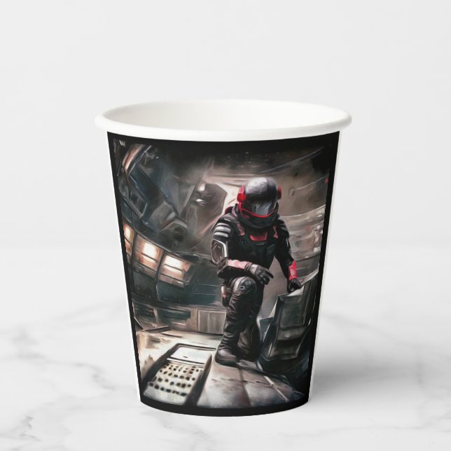 SF Hero Aboard Spaceship 3 Paper Cups (Front)