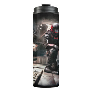 SF Hero Aboard Spaceship 3 Thermal Tumbler