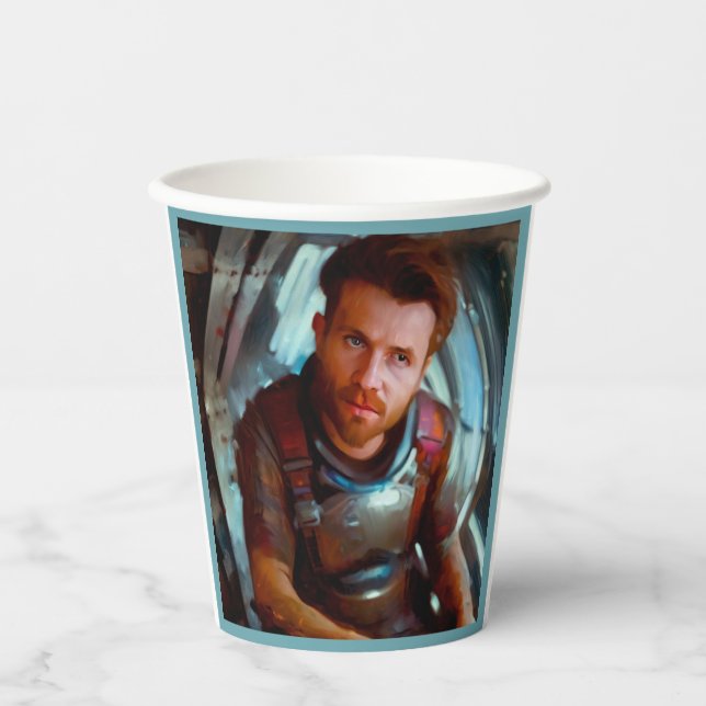 SF Hero Aboard Spaceship 4 Paper Cups (Front)