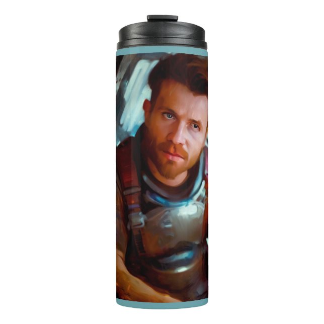 SF Hero Aboard Spaceship 4 Thermal Tumbler (Front)