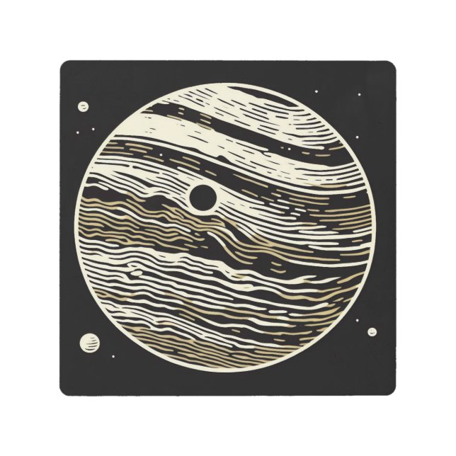 SF Jupiter Woodcut 1 Metal Print (Front)