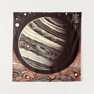 SF Jupiter Woodcut 2 Tapestry
