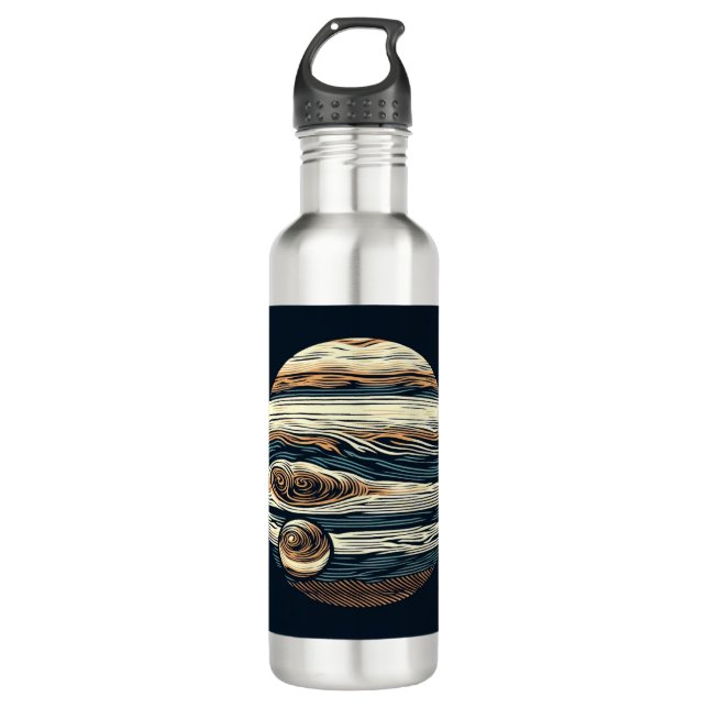 SF Jupiter Woodcut 4 Stainless Steel Water Bottle (Front)