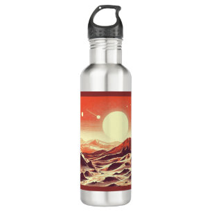 SF Mars Landscape Woodcut 2 Stainless Steel Water Bottle