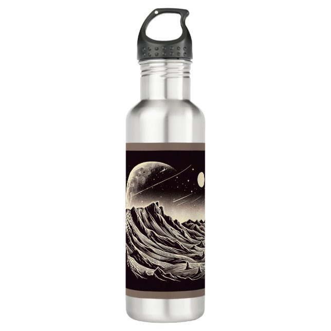 SF Mars Landscape Woodcut 3 Stainless Steel Water Bottle (Front)