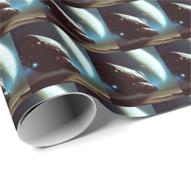 SF Orbiting Spaceship 1 Wrapping Paper (Roll Corner)