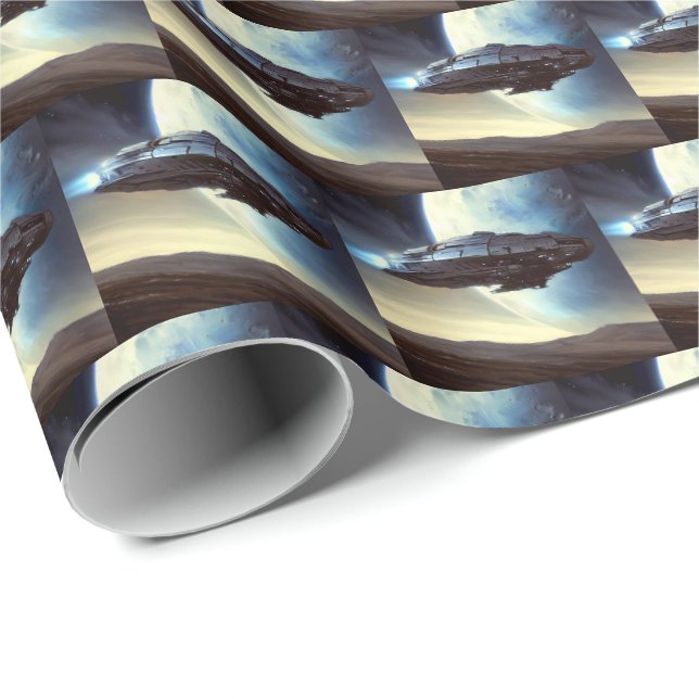 SF Orbiting Spaceship 2 Wrapping Paper (Roll Corner)