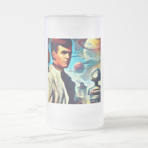 SF Pulp Magazine Cover Style 2 Frosted Glass Beer Mug