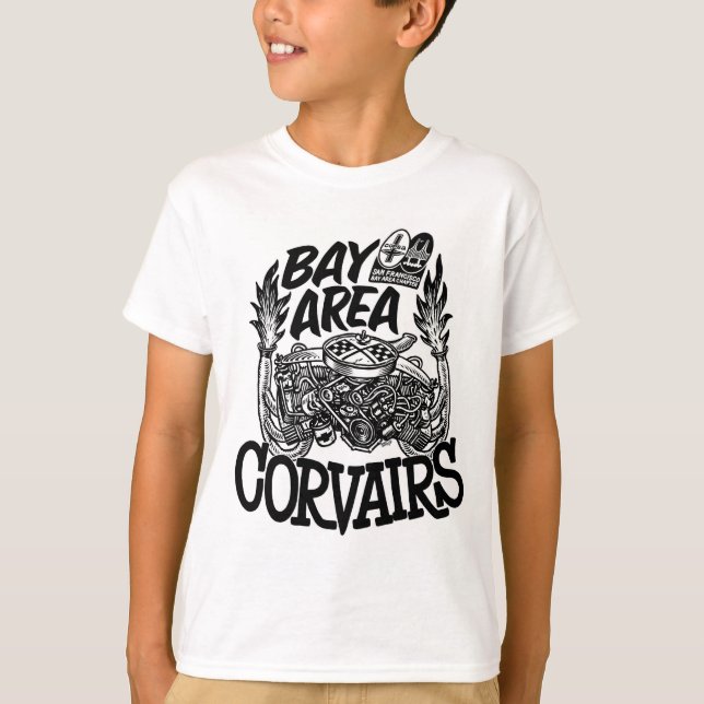 SFBA CORSA Bay Area Corvairs Bard Beach Kids white T-Shirt (Front)