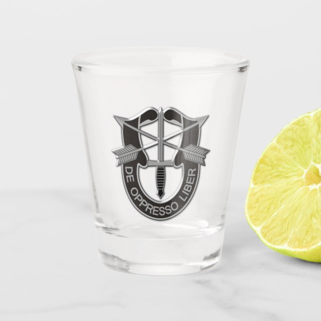 SFGA SFG Special Forces Group Green Berets Veteran Shot Glass (Front)