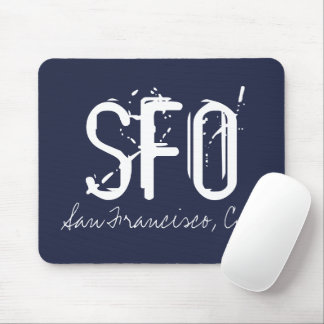 SFO San Francisco Typography Blue Mouse Pad