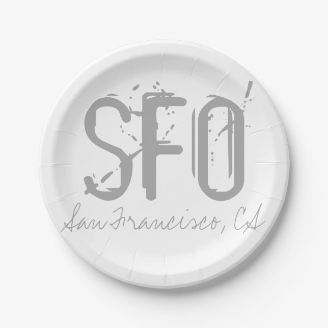 SFO San Francisco Typography Paper Plates (Front)