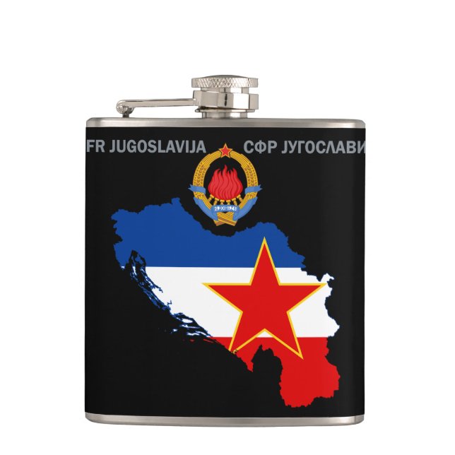 SFR Yugoslavia - Map - Emblem - Flag Flask (Front)