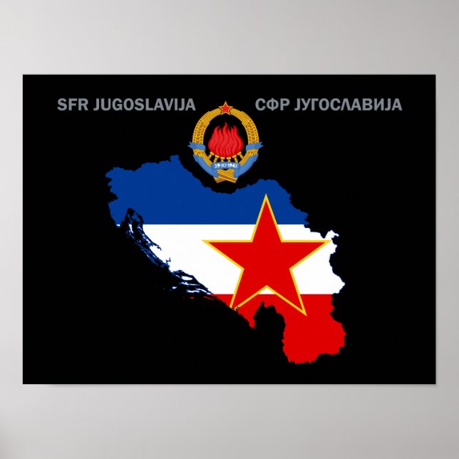 SFR Yugoslavia - Map - Emblem - Flag Poster (Front)