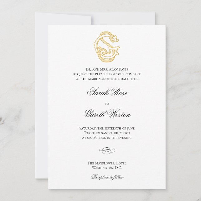 SG Monogram or GS Monogram Wedding Invitations (Front)