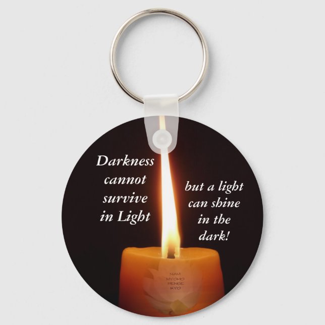 SGI Buddhist Key Chain - Lotus Candle and NMRK (Front)