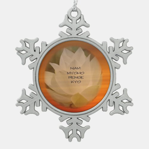 SGI Buddhist Ornament Lotus Nam Myoho Renge Kyo Snowflake Pewter Christmas Ornament