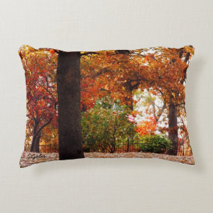 Sgolis Copper Leaves on Autumn Trees Accent Pillow