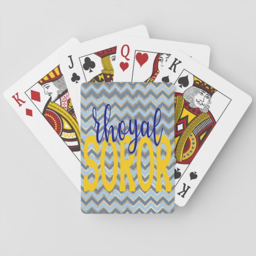 SGRho Inspired Rhoyal Blue and Gold Rhoyal Soror T Poker Cards