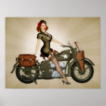Sgt. Davidson Army Motorcycle Pinup Poster at Zazzle