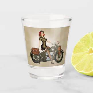 Sgt. Davidson Army Motorcycle Pinup Shot Glass