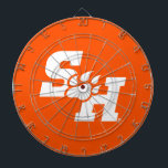 SH & Bear Paw Logo Dart Board<br><div class="desc">This dynamic design proudly showcases the official combination logo of Sam Houston State University. It features the bold, slanted "SH" wordmark, presented in a powerful typeface. A stylized mascot paw print is uniquely integrated into the letters, embodying the Bearkat's strength and spirit. This impactful and recognizable design is a perfect...</div>