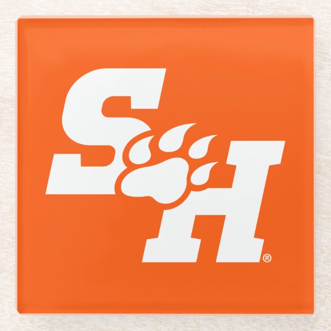 SH & Bear Paw Logo Glass Coaster (Front)