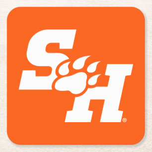 SH & Bear Paw Logo Square Paper Coaster