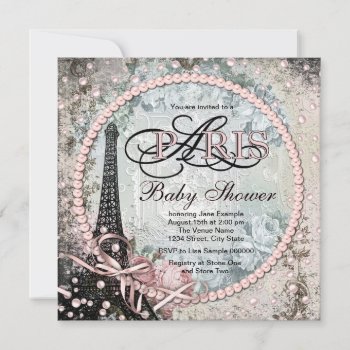 Shab Chic Paris Baby Shower Invitation by The_Vintage_Boutique at Zazzle