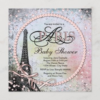 Shab Chic Paris Baby Shower Invitation by The_Vintage_Boutique at Zazzle