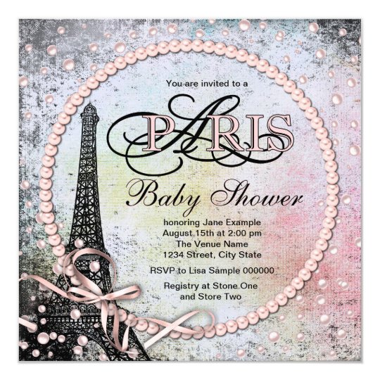 Shab Chic Paris Baby Shower Invitation Zazzle Shab Chic Paris Baby Shower Invitation